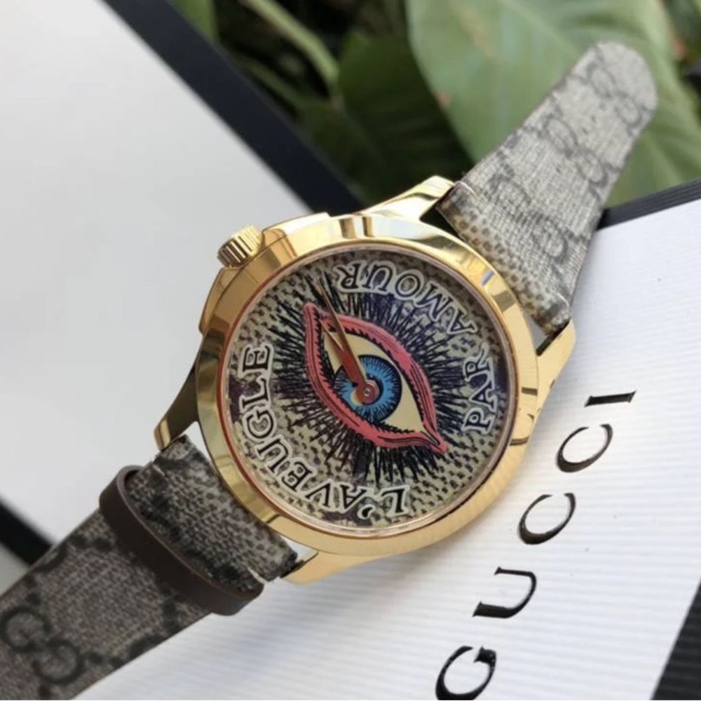 Gucci G-Timeless 38mm Watch YA1264022 Eye Motif Dial with GG Supreme